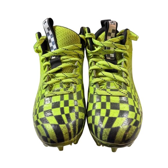 Under Armour Youth Highlight MC Lacrosse Cleats Size 4Y Neon Yellow/Black Checke - Picture 2 of 7